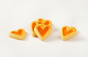 heart-shaped cookies with jam