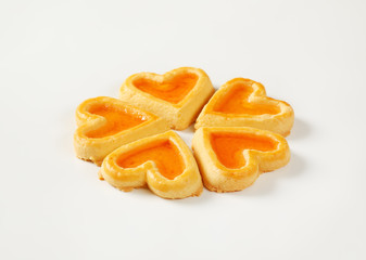 heart-shaped cookies with jam