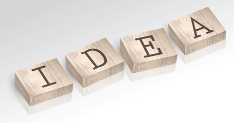 Word IDEA composed from alphabet blocks vector illustration