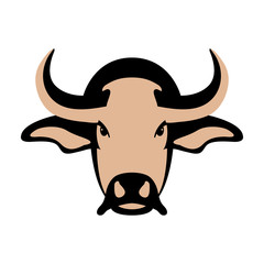 bull head vector illustration style Flat