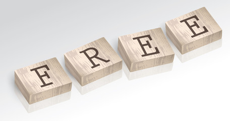 Word FREE composed from alphabet blocks vector illustration