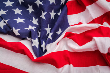 Closeup of American flag .