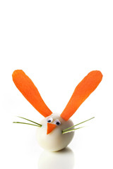 Food art creative concepts. Cute rabbit over white background.