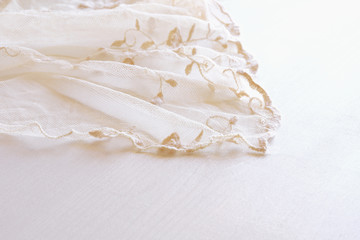 Background of white delicate lace fabric