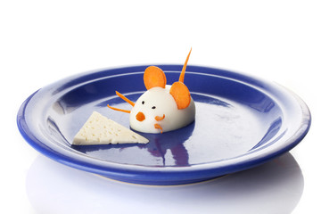 Food art creative concepts. Cute mouse over white background.
