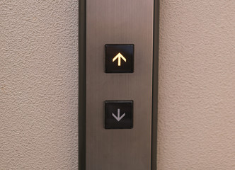 Button of elevator  at hotel .