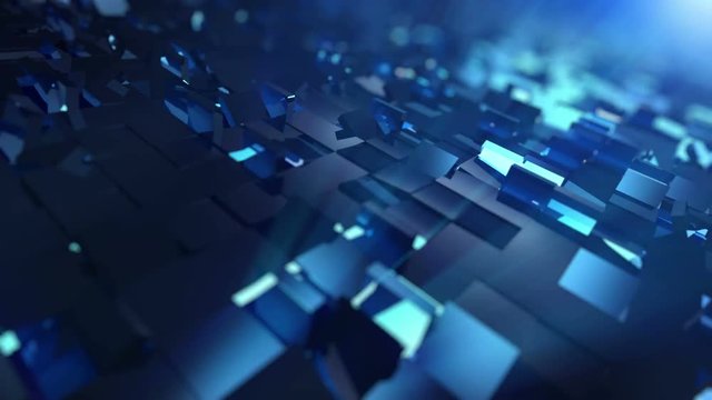  High quality video of moving blue cubes - loopable background in 4k