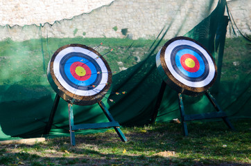 Two Targets for bows and arrows outside