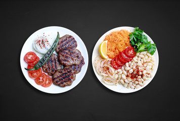 Piyaz and kofte on the plate