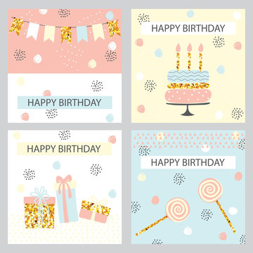 Set of funny birthday backgrounds