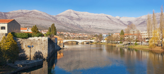 View of Trebisnjica river near Trebinje city. Bosnia and Herzegovina