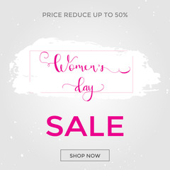 Discount greeting card design - International Happy Women's Day. 8 March holiday background with lettering.