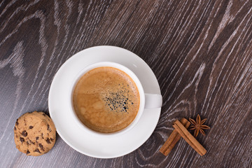 Coffee cup with chicory and cookie