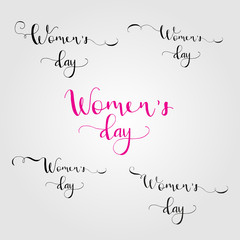 Greeting card - International Happy Women's Day. 8 March holiday background with lettering