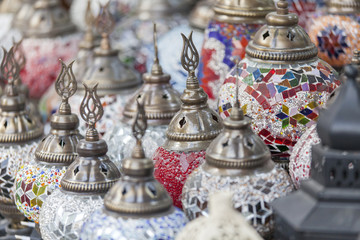 Vintage lamp decorations at the arabic market in Dubai, UAE