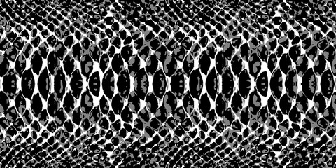 Snake skin pattern texture repeating seamless monochrome black & white. Vector. Texture snake. Fashionable print.