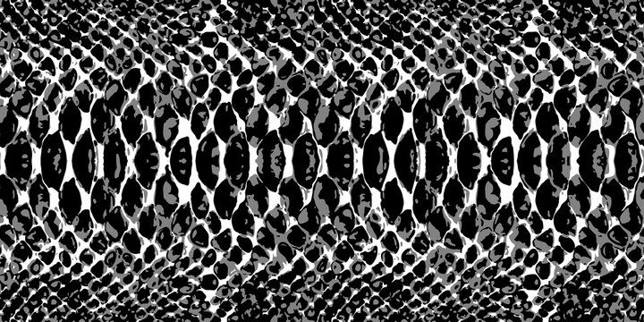 Snake skin pattern texture repeating seamless monochrome black & white. Vector. Texture snake. Fashionable print.