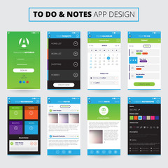 Fototapeta na wymiar Notes Mobile Apps Design