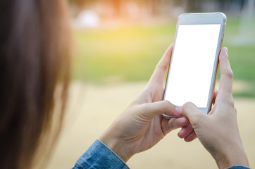 close up of girl using smart phone