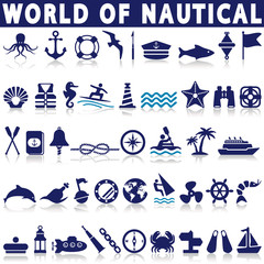 Set of nautical or naval icons