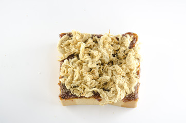 chili sauce with dried shredded pork toast