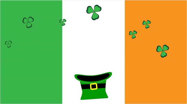 Green St. Patrick's hat flying shamrocks to the Irish flag
