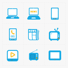 Vector Media Icons set on white background 