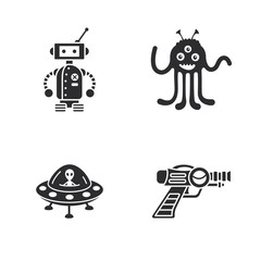 four stylish space icons 