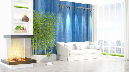 Modern bright interior . 3D rendering