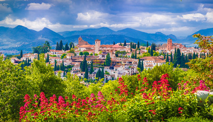 View of the Albaicin medieval district of  Granada, Andalusia, Spain.