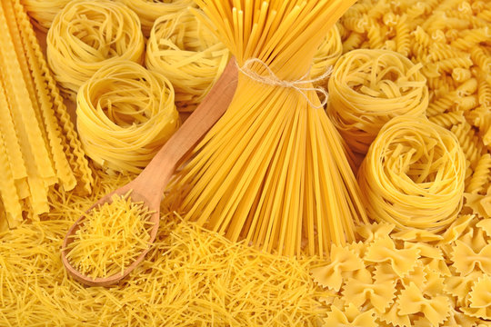 Assortment of uncooked Italian pasta