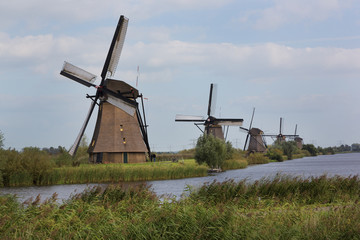 Naklejka premium Windmill, Kinderdijk, Netherland