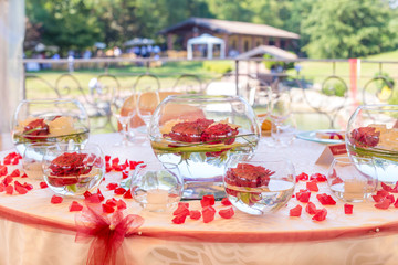 Table set for an event party or wedding reception