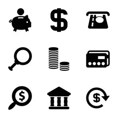 Set of 9 banking filled icons