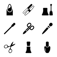 Set of 9 manicure filled icons