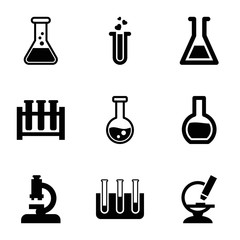 Set of 9 lab filled icons