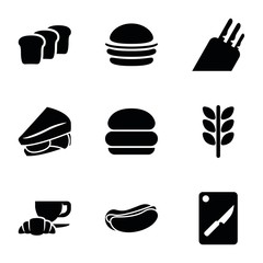 Set of 9 bread filled icons