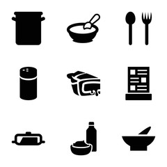 Set of 9 cooking filled icons