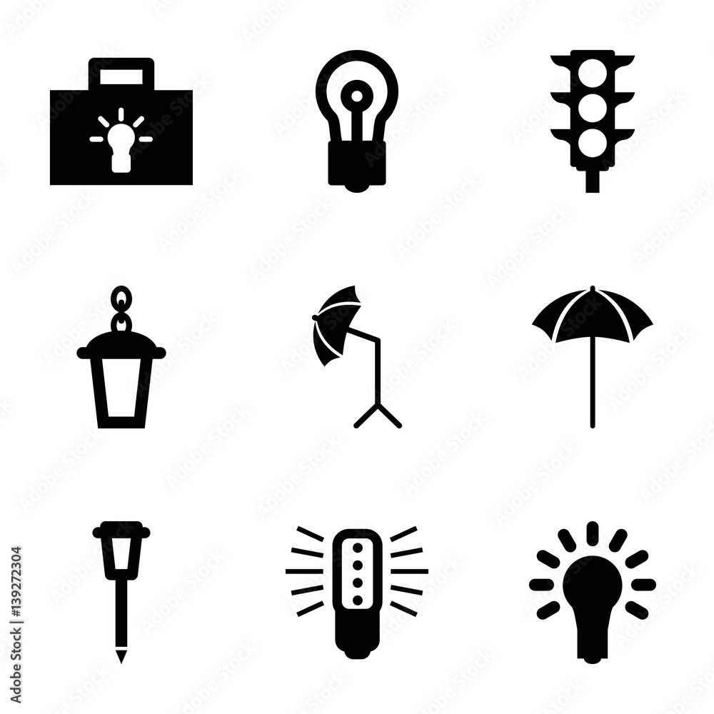 Poster set of 9 lamp filled icons
