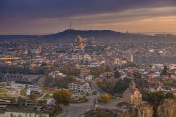 Fototapeta na wymiar views of Tbilisi bird's-eye view