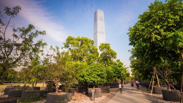 summer day hong kong kowloon island famous tower park panorama 4k time lapse china
