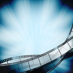 Fototapeta premium cinema background with film strips. vector illustration