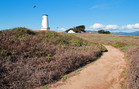 Walkway leading up to Lighthouse at Piedras Blancas point on the Central California Coast north of San Simeon California USA