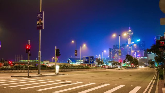 famous night light hong kong traffic street panorama 4k time lapse china
