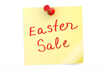 Easter Sale text on a sticky note, 3D rendering