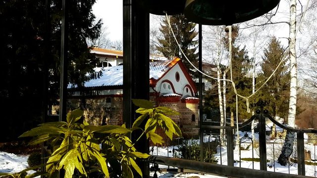 Dragalevsky Monastery, a Bulgarian Orthodox Church, bells in Winter