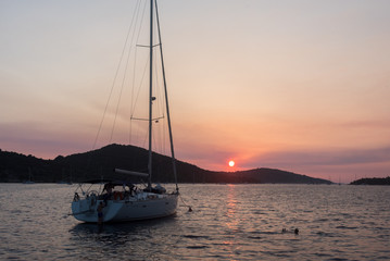sailing boat sunset