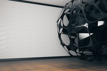 Black sphere in room