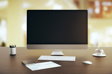 Blank computer closeup