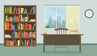 Colorful Library Vector set Illustration interior background